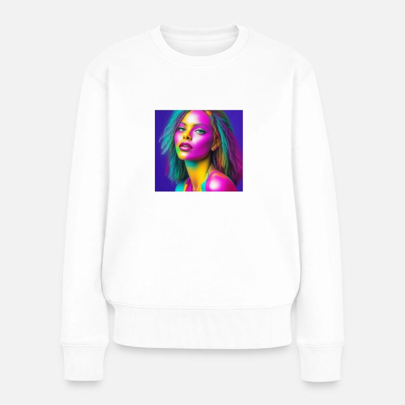 Frau Farbig - Frauen Premium Bio Pullover - Weiß