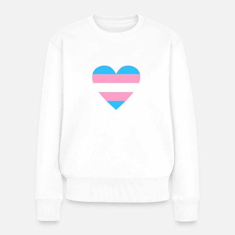 transgender heart stripe flat by Vexels - Frauen Premium Bio Pullover - Weiß