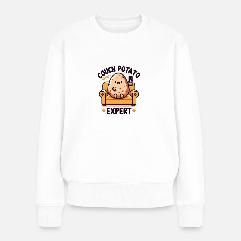 Couch Potato Experte - Frauen Premium Bio Pullover - Weiß