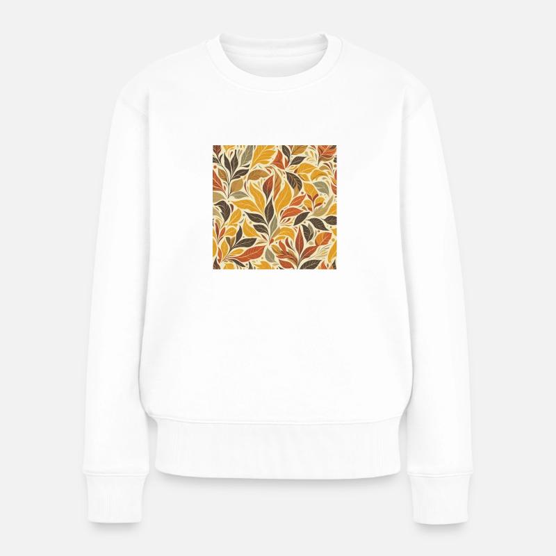 Buntes Herbst Laub - Frauen Premium Bio Pullover - Weiß