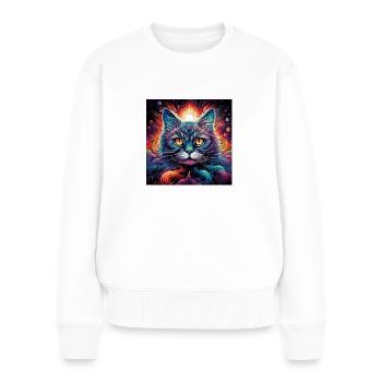 Trippy LSD Cat - Women's Premium Organic Jumper - white - Front - Julia (174cm)