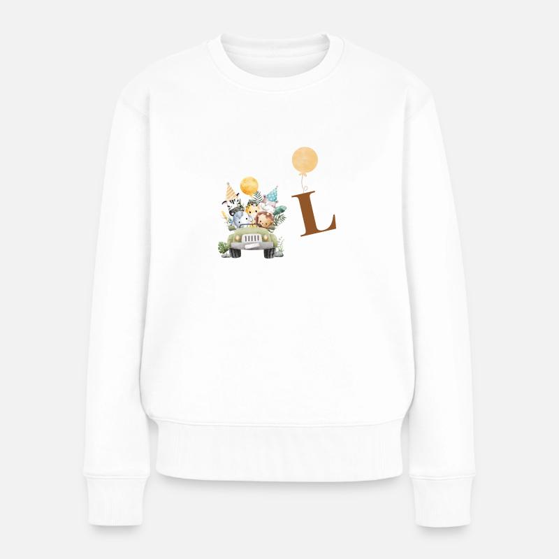 Buchstabe L Safari - Frauen Premium Bio Pullover - Weiß