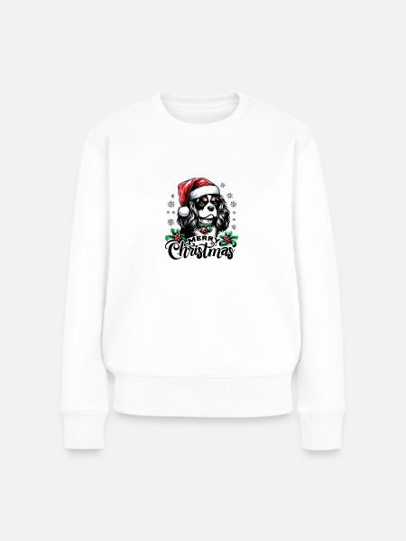 Design Festif Cavalier King Charles - Pull Premium bio Femme - blanc