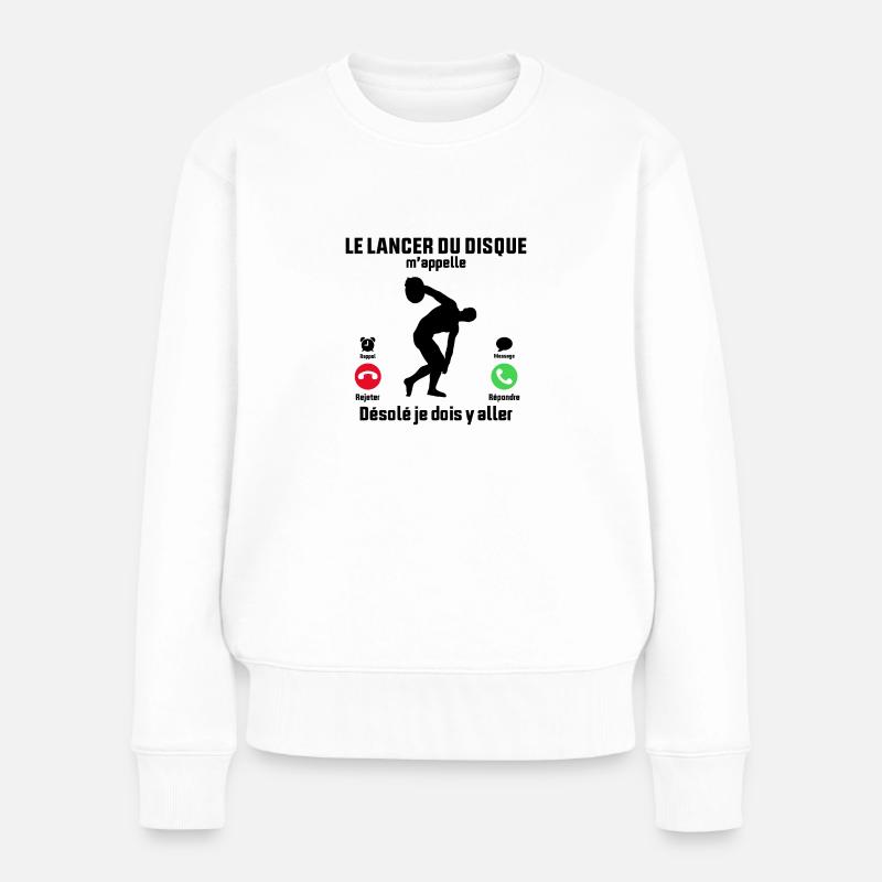 Le lancer du disque M'appelle Je dois y aller - Pull Premium bio Femme - blanc