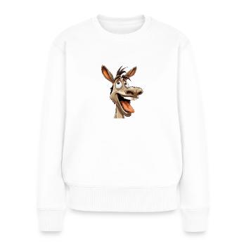 Crazy Esel Comic Motiv - Verrückter Cooler Esel - Frauen Premium Bio Pullover - Weiß - Vorne - Julia (174cm)