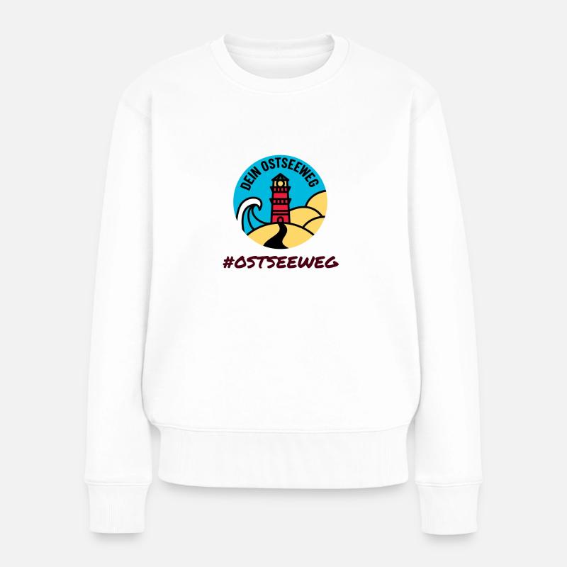 Ostseeweg! Wandern an der Ostsee! - Frauen Premium Bio Pullover - Weiß