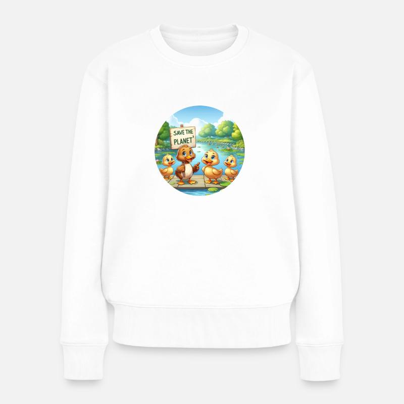 Enten Familie - Frauen Premium Bio Pullover - Weiß