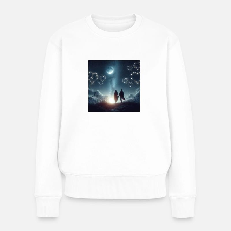 Romantische Sternennacht - Frauen Premium Bio Pullover - Weiß
