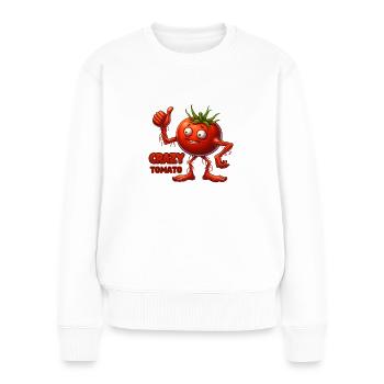Crazy Veggies: Horror Tomato and Thumbs Up - Frauen Premium Bio Pullover - Weiß - Vorne - Julia (174cm)