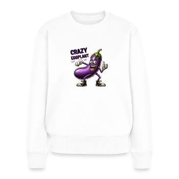 Crazy Veggies: Hairy Eggplant Thumbs Up - Frauen Premium Bio Pullover - Weiß - Vorne - Julia (174cm)