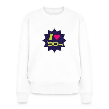 Ich liebe die 90er Ich liebe den Funky House der 90er - Frauen Premium Bio Pullover - Weiß - Vorne - Julia (174cm)