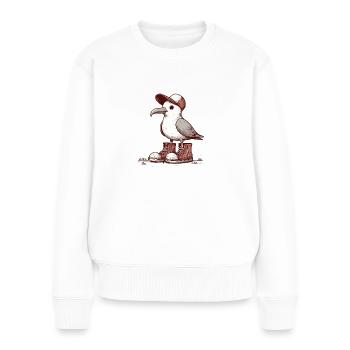 Seagull in shoes that are too big - Women's Premium Organic Jumper - white - Front - Julia (174cm)