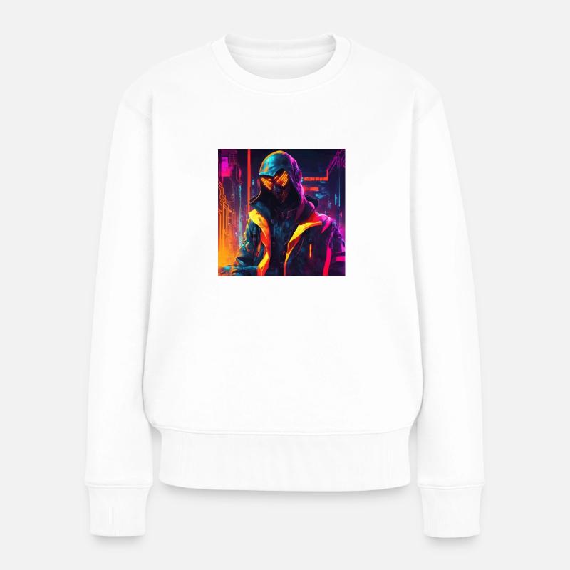 Futuristischer Mann - Frauen Premium Bio Pullover - Weiß