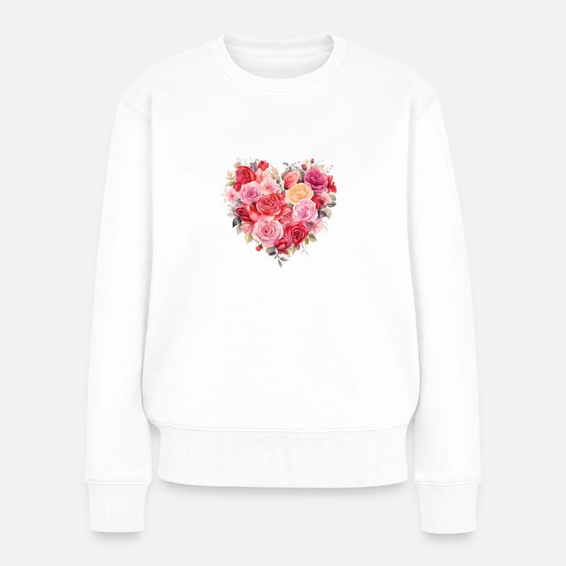 Rosenstrauß - Frauen Premium Bio Pullover - Weiß