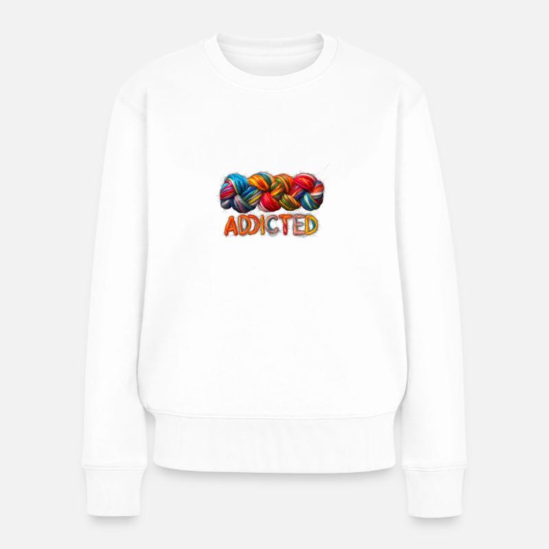 Süchtig nach Wolle - Frauen Premium Bio Pullover - Weiß