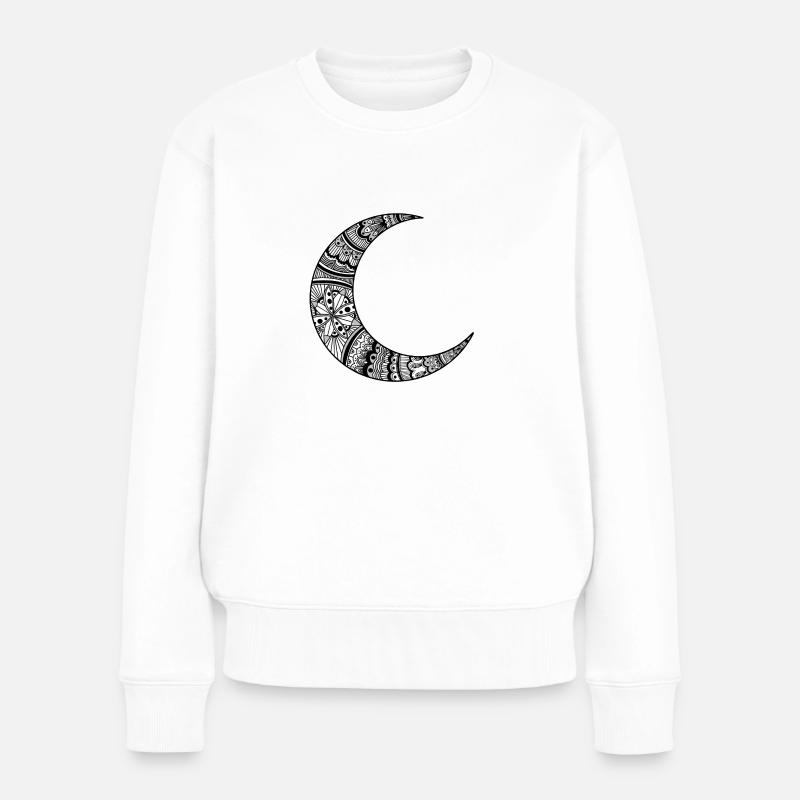 Silver Moon Mandala - Frauen Premium Bio Pullover - Weiß