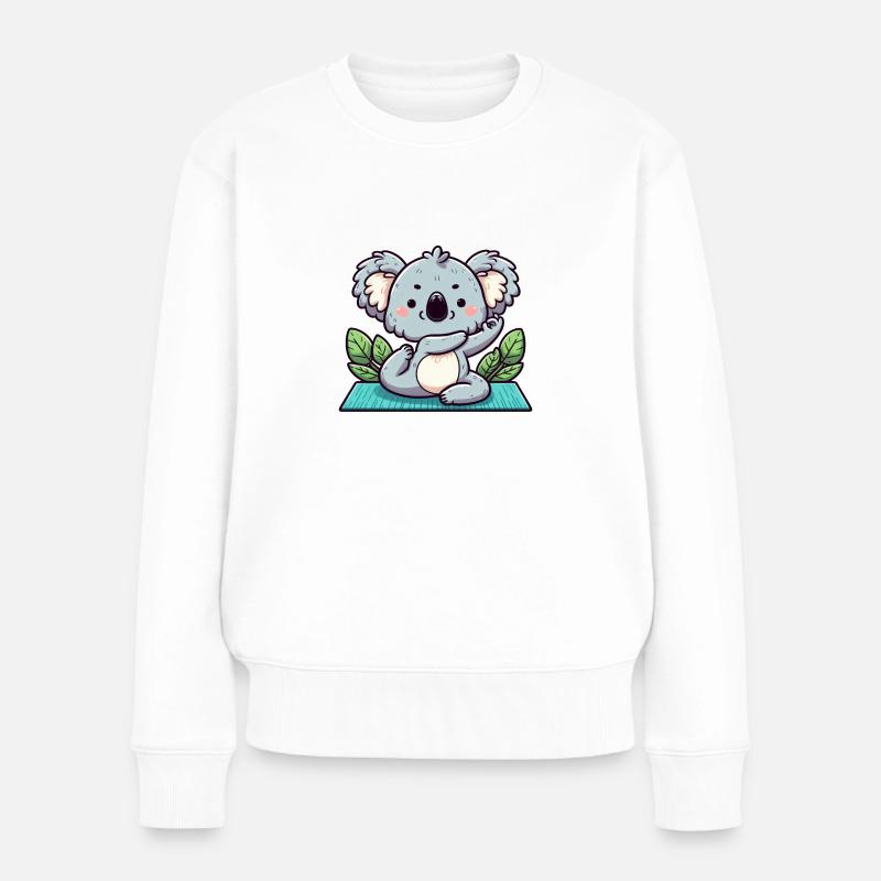 Süßer Yoga Koalabär - Frauen Premium Bio Pullover - Weiß