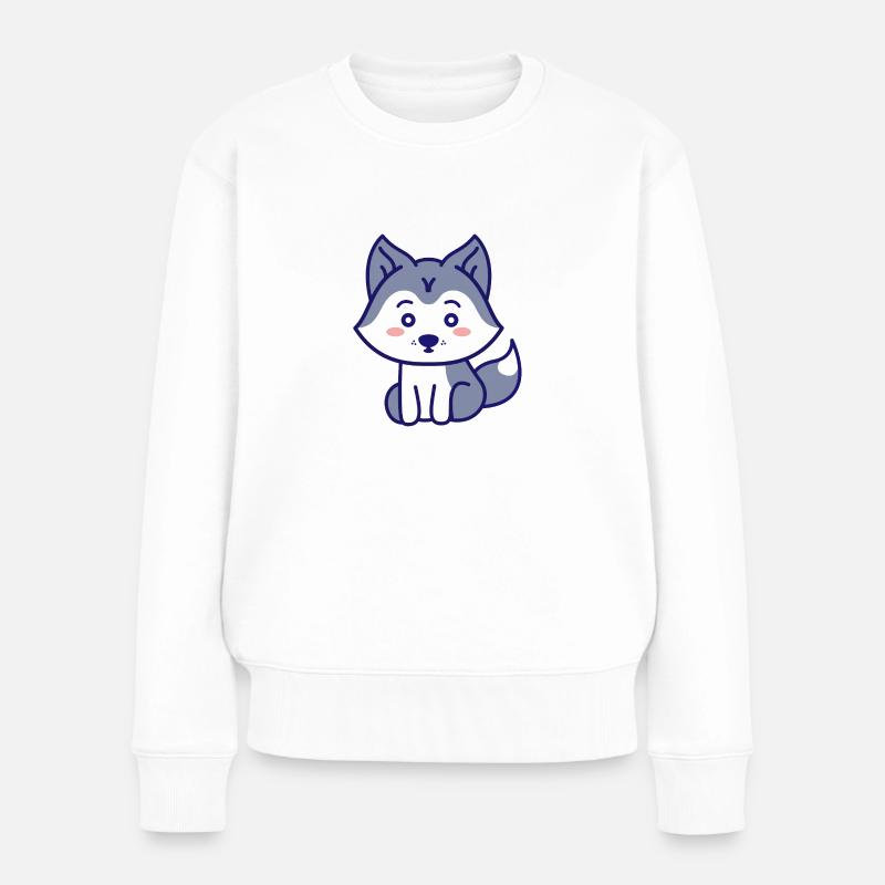 Wolf - Women's Premium Organic Jumper - white