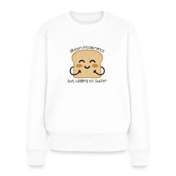 Intolérance au gluten Citation amusante Toast Allergie - Pull Premium bio Femme - blanc - Devant - Julia (174cm)