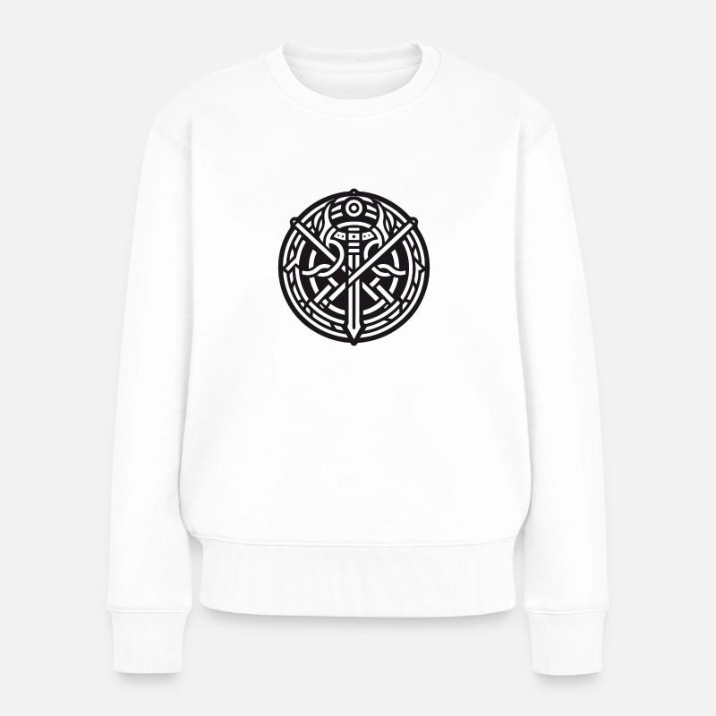 Alte Wikingersymbole Keltisch-Gälisch Version 5 - Frauen Premium Bio Pullover - Weiß