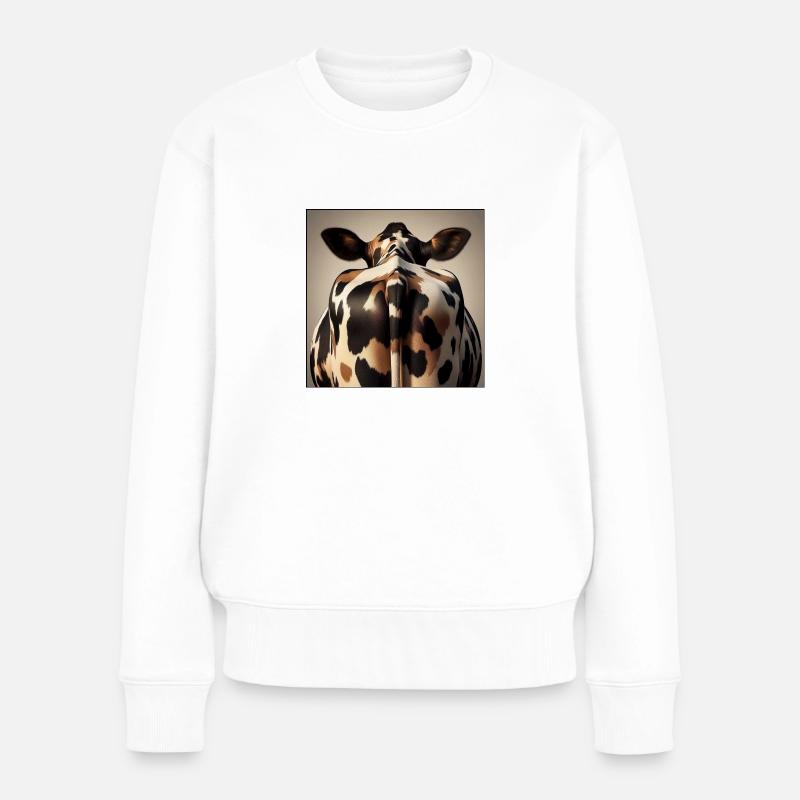 Kuh von hinten - Frauen Premium Bio Pullover - Weiß