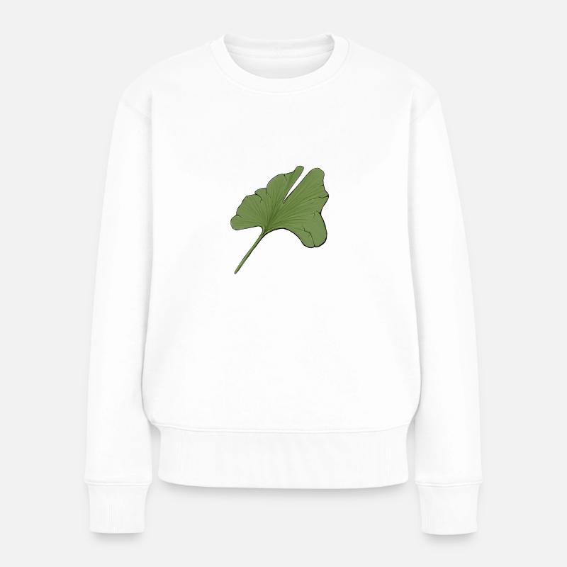 Feuille Ginko Biloba - Pull Premium bio Femme - blanc