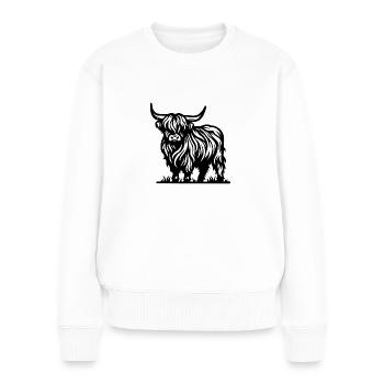 Hochlandrind - Frauen Premium Bio Pullover - Weiß - Vorne - Julia (174cm)