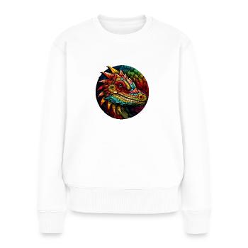 Abstrakte Eidechse - Geometrisches Design - Frauen Premium Bio Pullover - Weiß - Vorne - Julia (174cm)