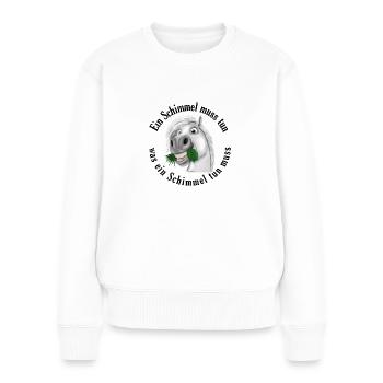 Pummelpony Nimmersatt Schimmel - Frauen Premium Bio Pullover - Weiß - Vorne - Julia (174cm)
