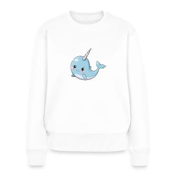 Narval baleine mer animal de mer motif fantastique - Pull Premium bio Femme - blanc - Devant - Julia (174cm)