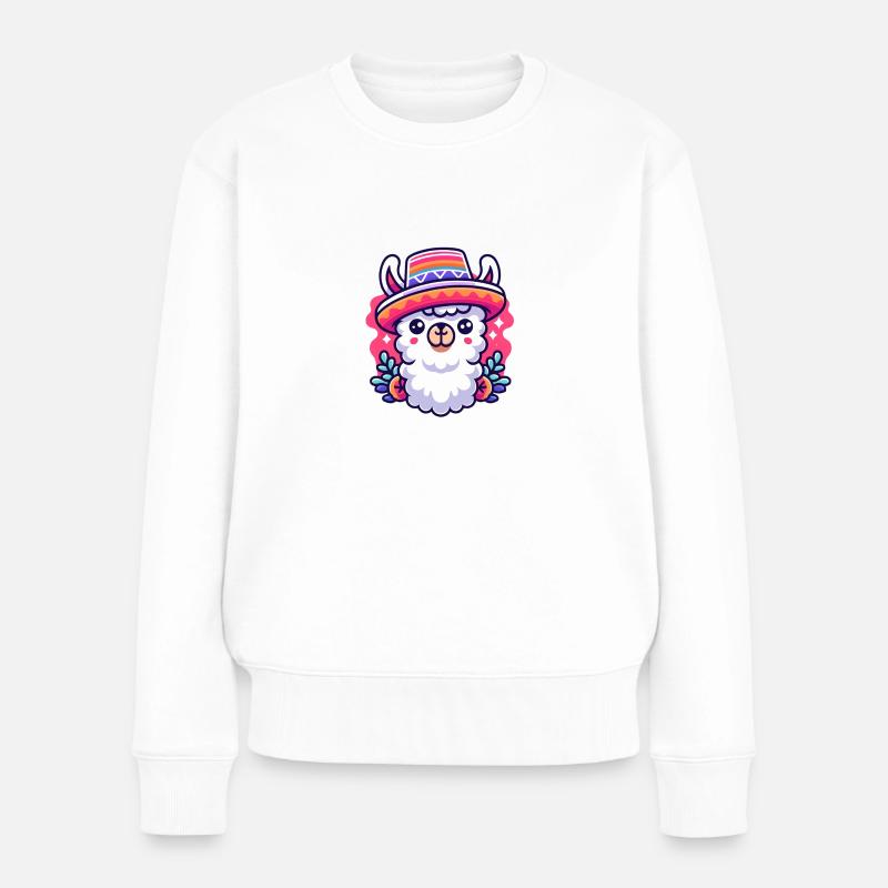 No Drama Lama - Frauen Premium Bio Pullover - Weiß