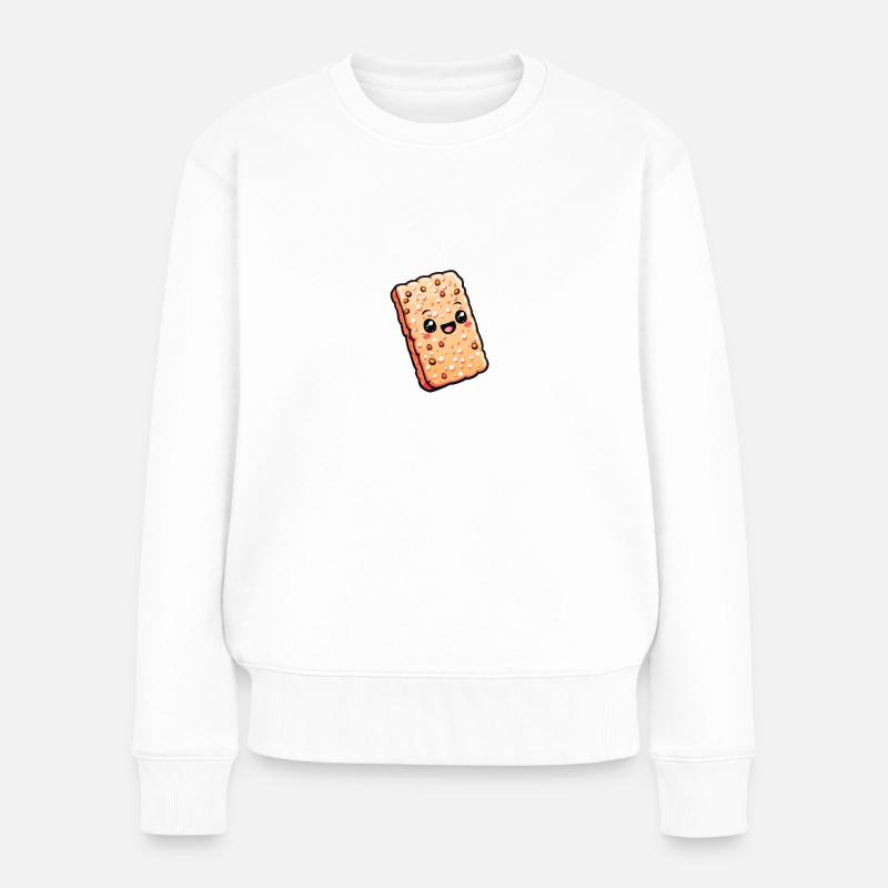 Knuspriger Riegel-Cartoon - Frauen Premium Bio Pullover - Weiß