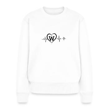Herzschlag Buchstabe W - Frauen Premium Bio Pullover - Weiß - Vorne - Julia (174cm)