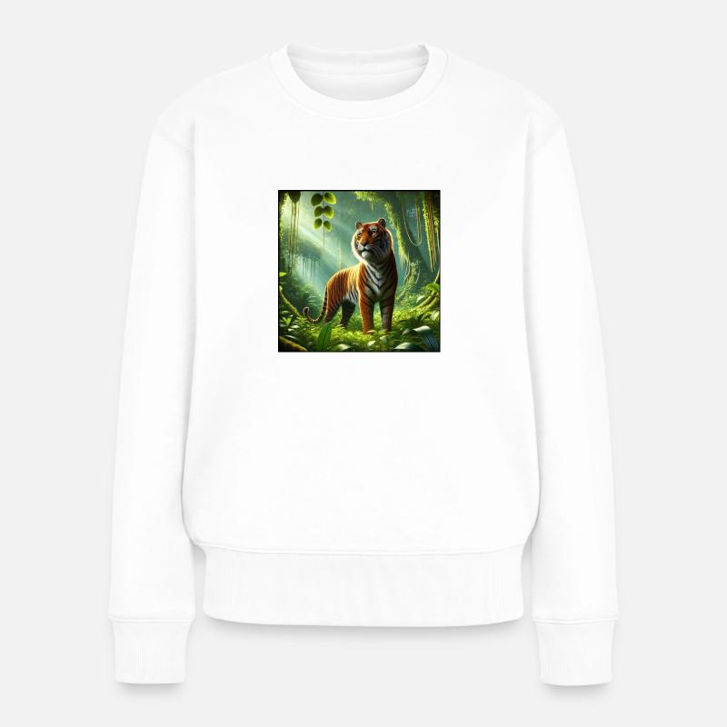 Tiger - Frauen Premium Bio Pullover - Weiß
