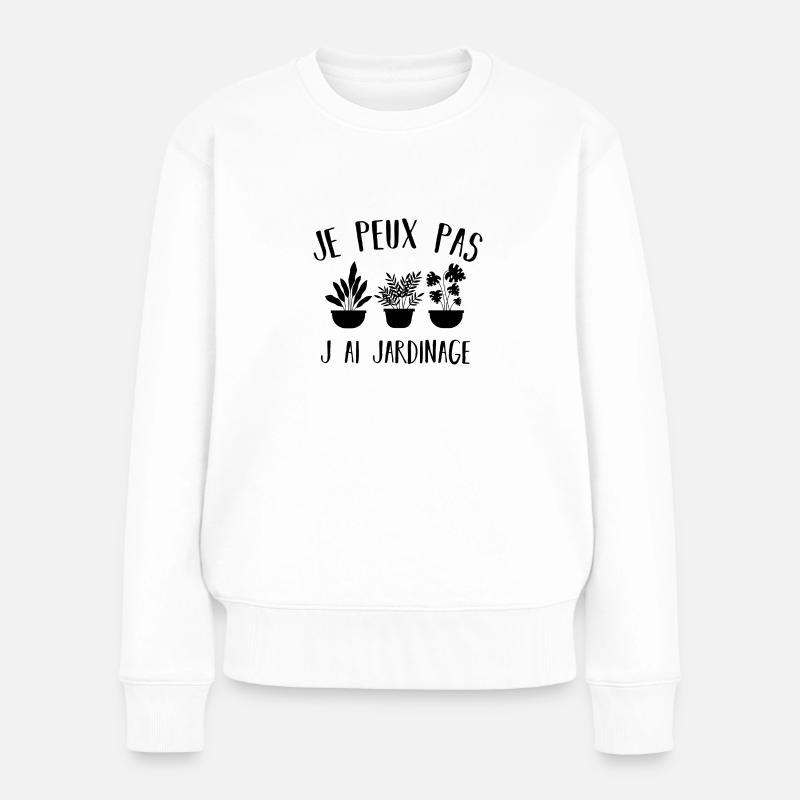 Ich kann nicht, ich habe Gartenarbeit - Frauen Premium Bio Pullover - Weiß