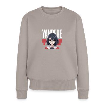 Yandere Simple Woman - Frauen Premium Bio Pullover - Taupe - Vorne - Julia (174cm)