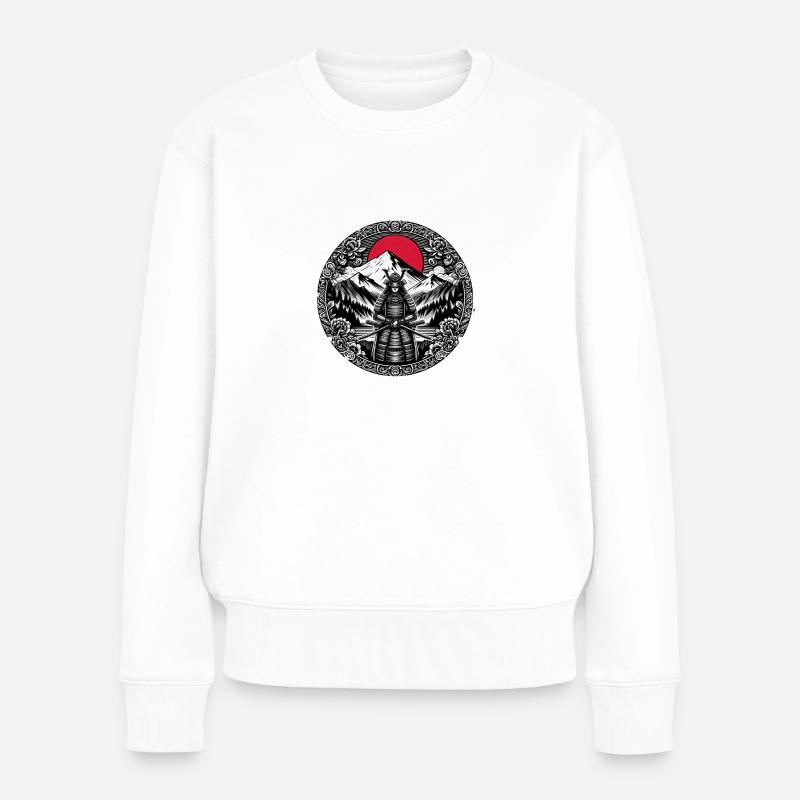 Japanischer Samurai-Krieger - Frauen Premium Bio Pullover - Weiß