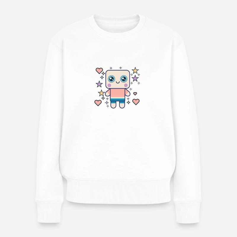 Design "Kawaii Pudding Pop" - Frauen Premium Bio Pullover - Weiß