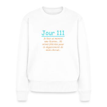 Jour 111 : licorne - Pull Premium bio Femme - blanc - Devant - Julia (174cm)