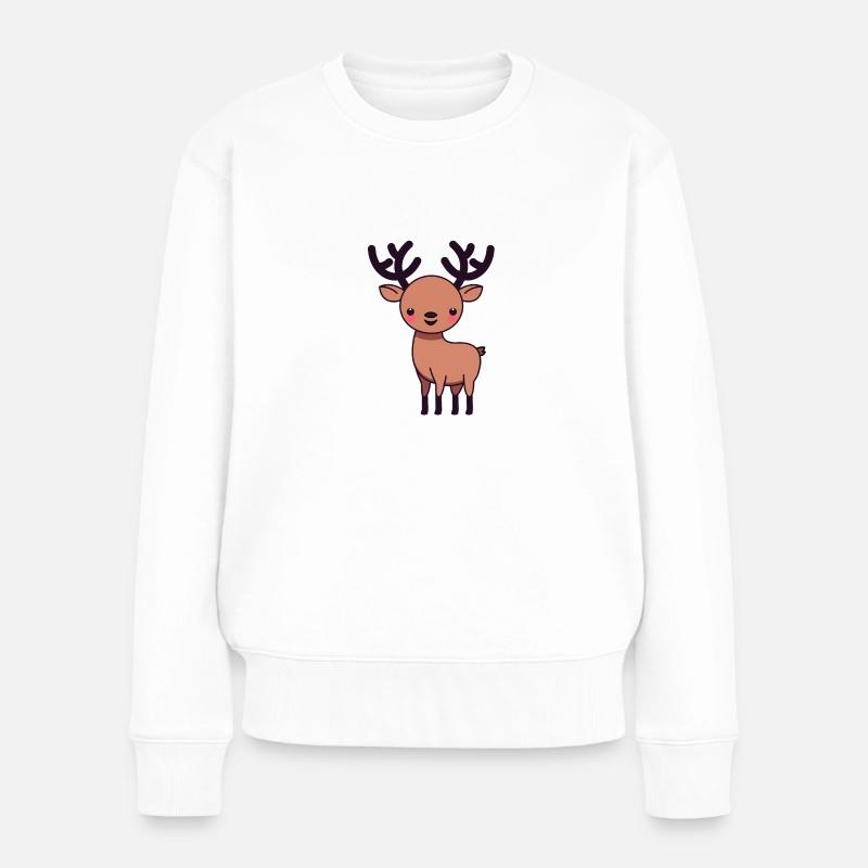 winterlicher Hirsch - Frauen Premium Bio Pullover - Weiß
