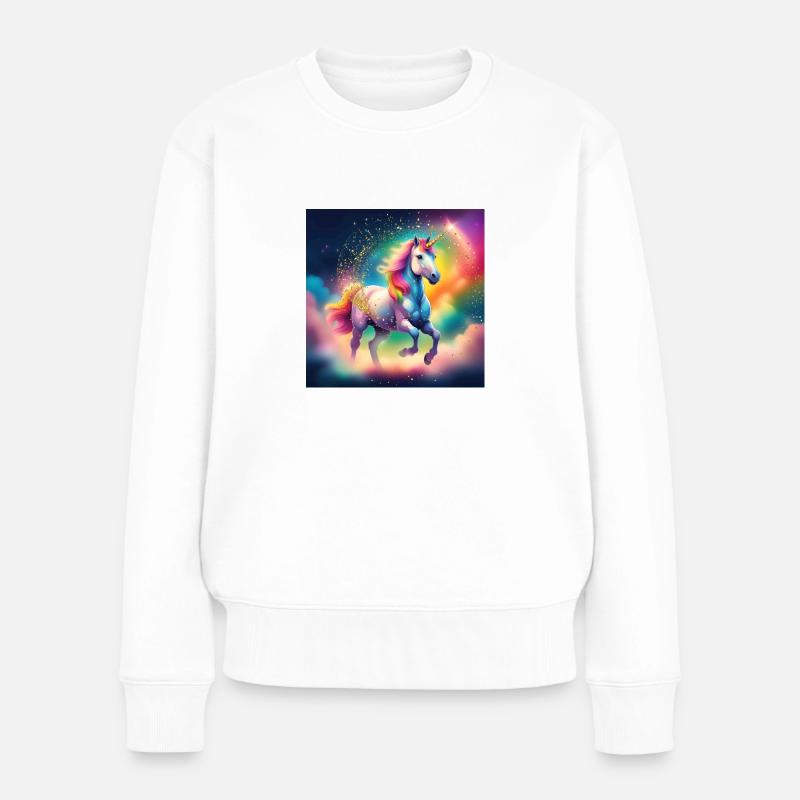 Einhorn Nevina Rainbow - sparkling Unicorn - Frauen Premium Bio Pullover - Weiß