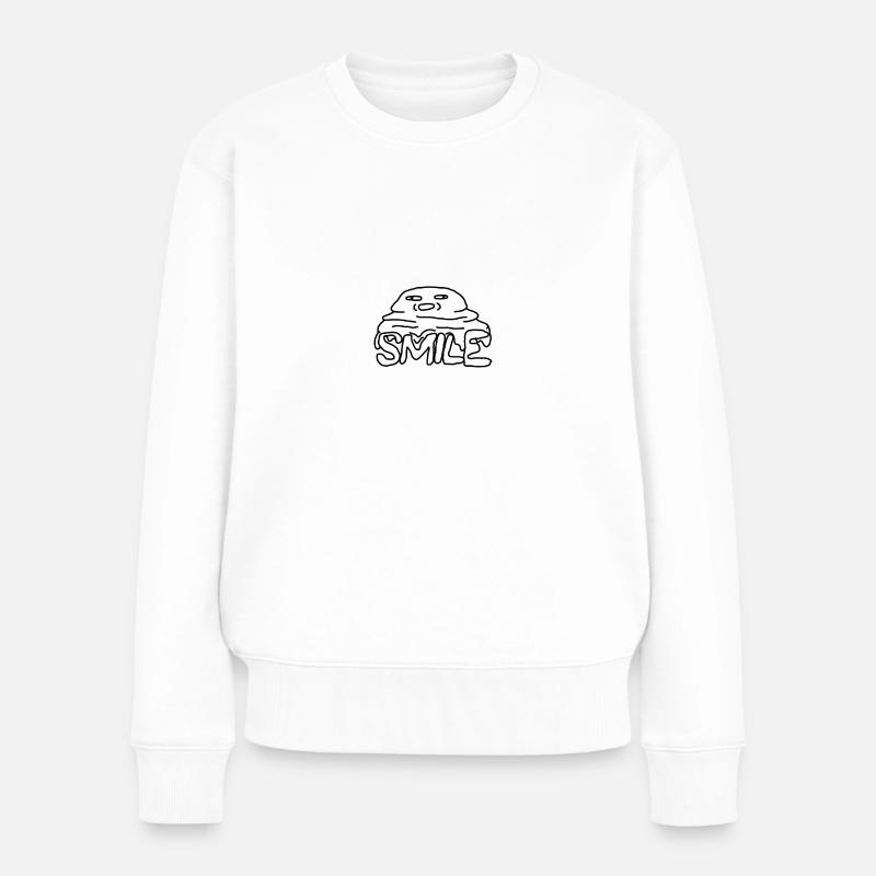 SMILE - Frauen Premium Bio Pullover - Weiß