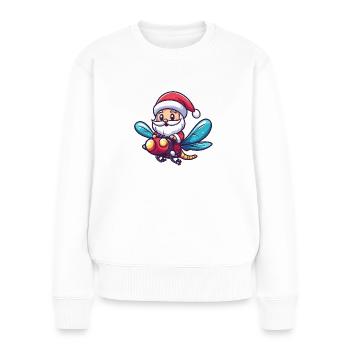 Libellule Père Noël dessin animé - Pull Premium bio Femme - blanc - Devant - Julia (174cm)
