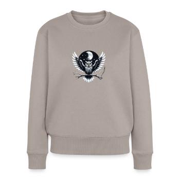eule - Frauen Premium Bio Pullover - Taupe - Vorne - Julia (174cm)