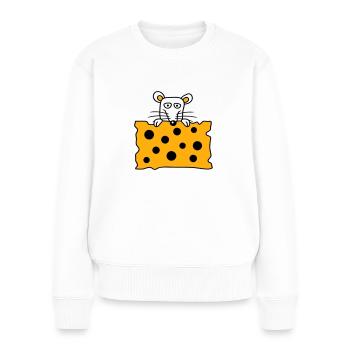 Souris Rat Derrière De Grands Trous Fromage Semble Drôle - Pull Premium bio Femme - blanc - Devant - Julia (174cm)