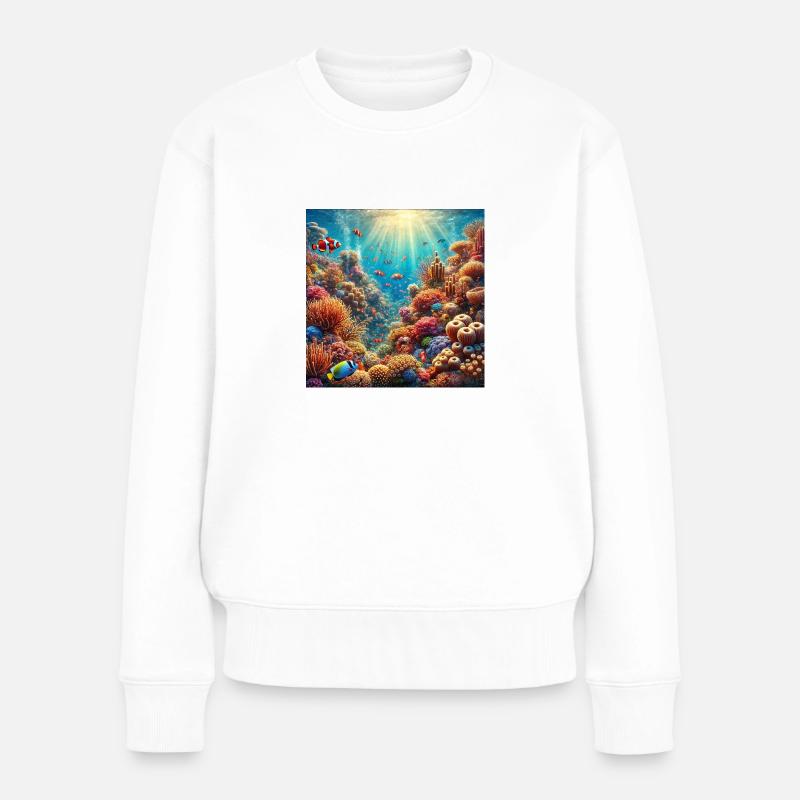 Korallenriff - Frauen Premium Bio Pullover - Weiß