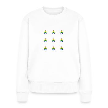 Regenbogen Stern Muster LGBTQ Farben - Frauen Premium Bio Pullover - Weiß - Vorne - Julia (174cm)