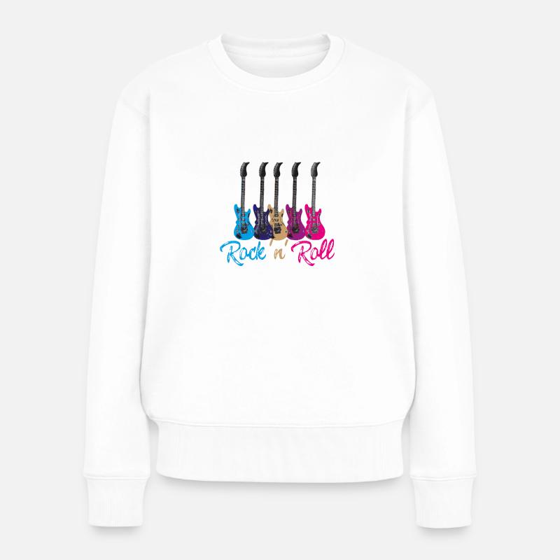 guitarren, guitarre, coloré, rock 'n' roll, rock - Pull Premium bio Femme - blanc