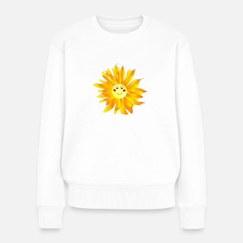 Blume mit Augen - Frauen Premium Bio Pullover - Weiß