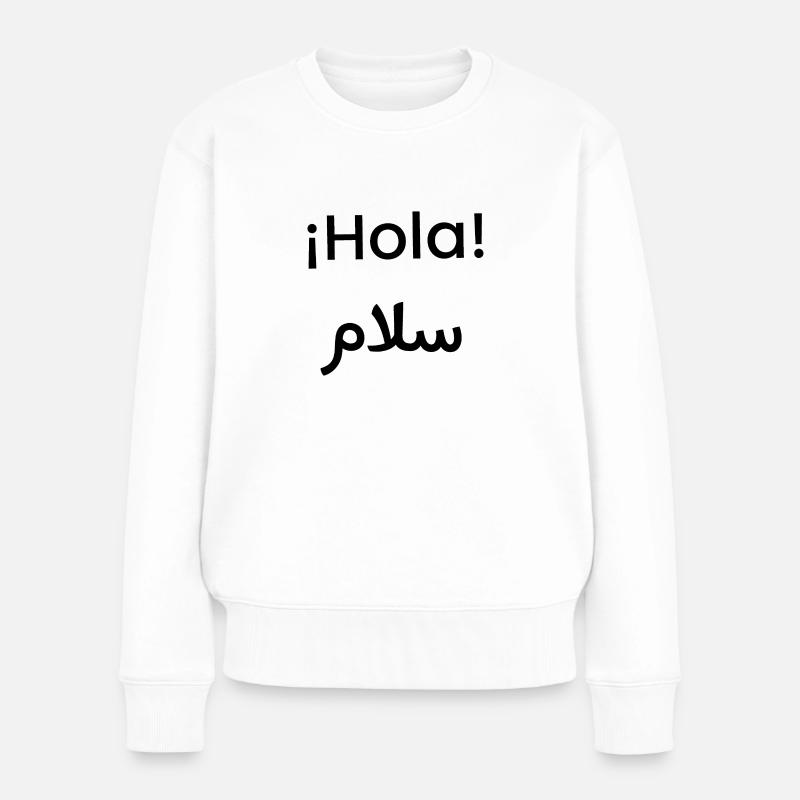 Hallo auf Arabisch - Frauen Premium Bio Pullover - Weiß